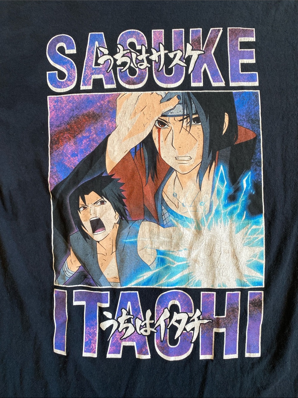 Naruto Shippuden Sasuke Itachi Graphic Tee - Black Anime Men’s Small Shirt